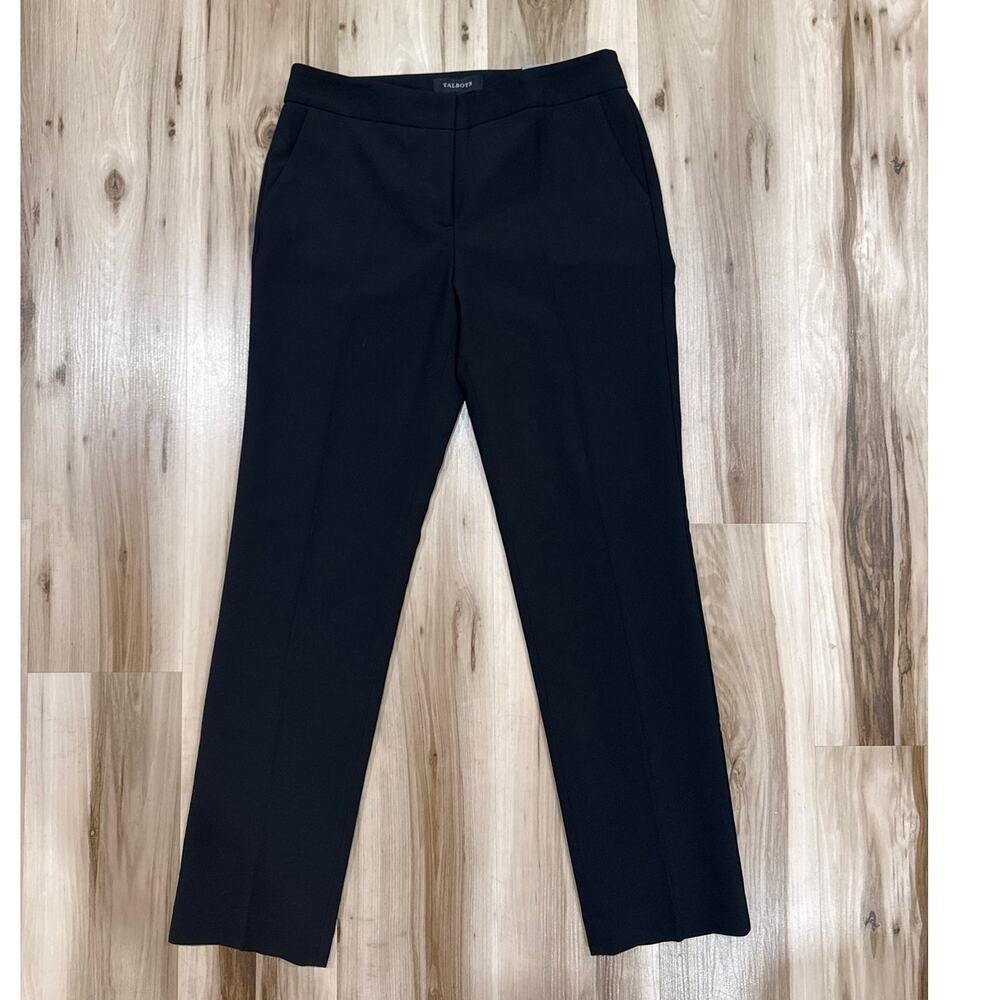 Talbots Seasonless Crepe Straight Leg Lined Black Dress Pants Size 4